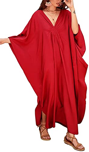 Mujer Maxi Vestido de Playa Largo Kaftan Kimono Ropa de Baño Suelto Vestido de Verano Verano Camisolas y Pareos Bikini Cover up Cover