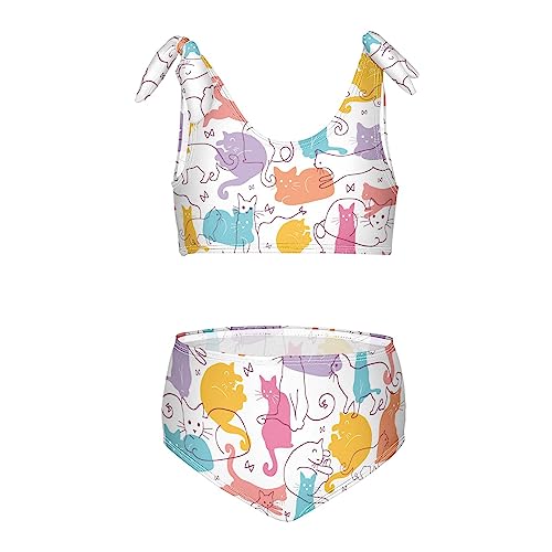 Image of CaTaKu Girls Swimsuits Two Piece Swimwear Cute Bikini Set Tankini Hawaiian Beach Sport Bathing Suit for Girls Size 3-12T