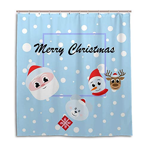 Rideau de douche Merry Christmas imperméable grand format en tissu imprimé polyester