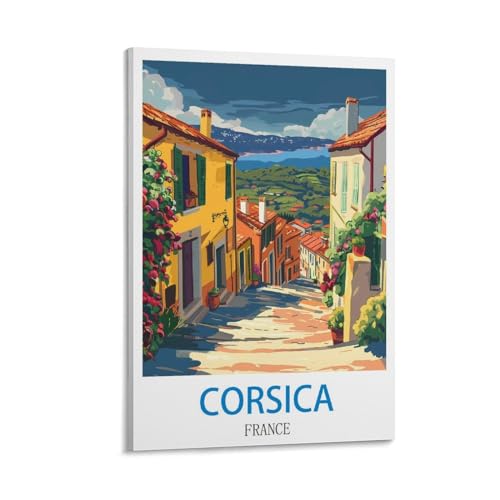 Poster voyage vintage Corse France impression sur toile salon 30x45
