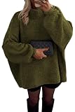 ATHMILE Womens Fall Fashion Oversized Sweaters Chunky Knit Mock Neck Long Sleeve Casual Trendy Pullover Winter Clothes 2026 Army Green