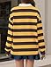 Meladyan Womens Striped Polo Sweatshirt Oversized Long Sleeve Lapel V Neck Pullover Shirt Loose Fit Collar Y2K Streetwear Blouses Yellow-Grey