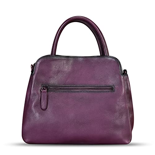 Image of Genuine Leather Handbag for Women Hand Painted Leather Top Handle Satchel Handmade Crossbody Purse