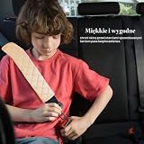 MIKAFEN Wysokiej jakości nakładka na pas bezpieczeństwa, 2 sztuki, osłona pasa bezpieczeństwa w samochodzie, dla zapewnienia większego komfortu w podróży (kolor beżowy)