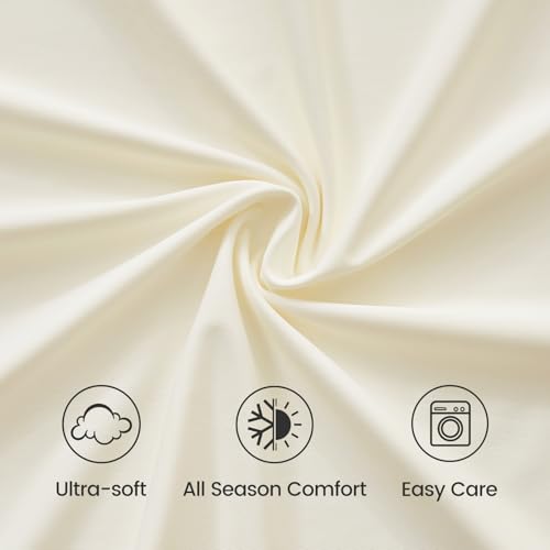Cozy Bliss Premium Cooling Sheet Set Full Size, Q-Max>0.4, 3PCS No Flat Sheet with 2 Pillowcases, Breathable Fitted Sheet for Hot Sleepers & Night Sweats, Deep Pocket Up to 18 Inches, Cream White