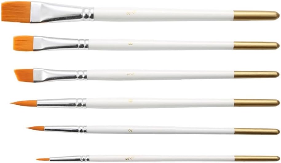 FUOEN ホワイトロッドナイロン毛ペイントブラシガッシュ水彩ブラシ描画アウトラインアートオイルペイントブラシセット