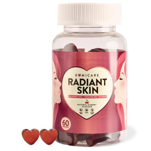 Gomicare - Gominolas De Ácido Hialurónico Coenzima Q10 Selenio Vitamina C, E Y Zinc - Para Mantener La Piel Hidratada Y Antienvejecimiento - 60 Unidades - Veganas - Sin Azúcar - Sin Gluten