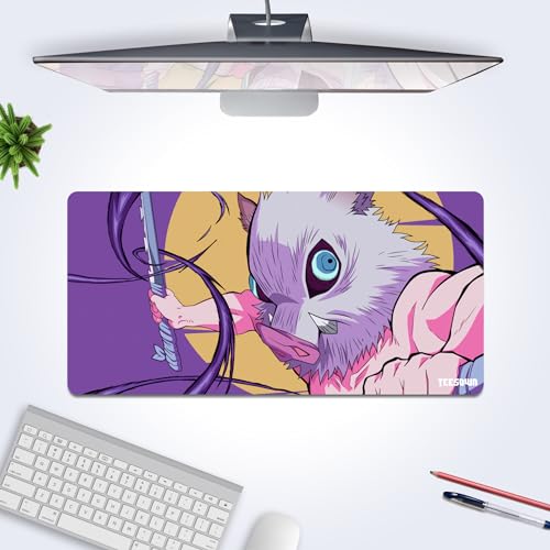 Image of Demon Slayer Inosuke Large Extended Mouse Pad for Laptop Desktop PC Gaming Desk Mat Rubber Base Desk Pad