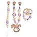 SWECOMZE 3 Stück Kinderwagenkette Holzspielzeug Baby, Kinderwagenkette Holz Schnullerkette, Baby Holzspielzeug Schnullerketten Clip Holz Kinderwagen Kette für Babys (Hippocampus)
