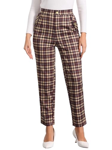 Pantalon tartan à carreaux femme coupe droite résolvant l'inconfort de la taille