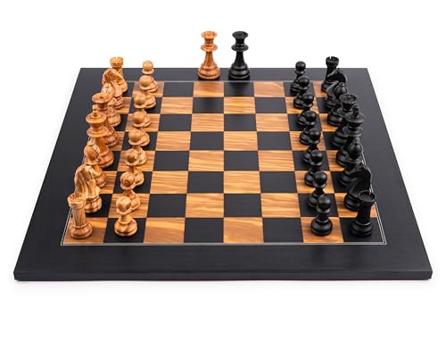 Sqaure - Premium Schachspiel Set aus Holz - Schwarze Olive 50 Exklusive Box - Schachbrett und Schachfiguren - Schach aus Geschenk