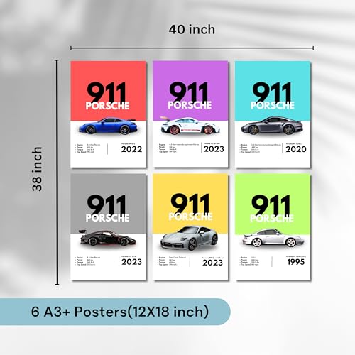 Image of Good Hope Set Of 6 Supercars Artwork Posters For Wall Room office Bedroom Living Home Decoration hostel boys (12 x 18 IN Unframed)