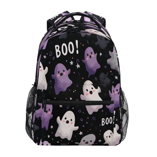 Dussdil Cute Ghosts Black Halloween Kids Backpack School Backpacks for Boys Girls 16 IN Book Back Pack Bag Casual Travel Daypack with Adjustable Shoulder Strap Zipper