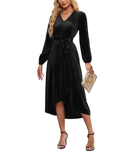 Amazon.com: ETOSELL Women's Velvet V Neck Puff Sleeve Dress for