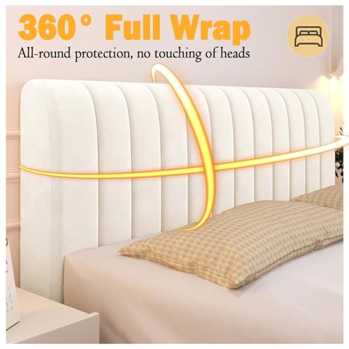 Zxlvcu Queen Size Headboard Covers, Velvet Stretch Headboard Slipcover With Filler Pad, Universal Backrest Protector For Bedroom Decor (150Cm,Light Grey) - 7
