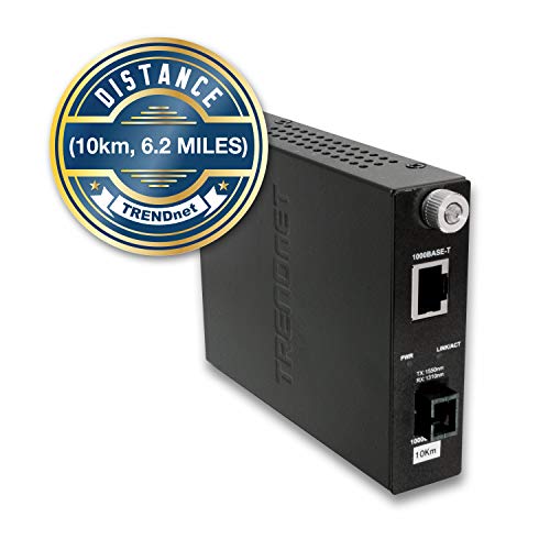 Image of TRENDnet Intelligent 1000Base-T to 1000Base-LX Dual Wavelength Single Mode SC Fiber Media Converter (10km /6.2miles) Fiber to Ethernet Converter, Fiber Port, RJ-45, Lifetime Protection, TFC-1000S10D3