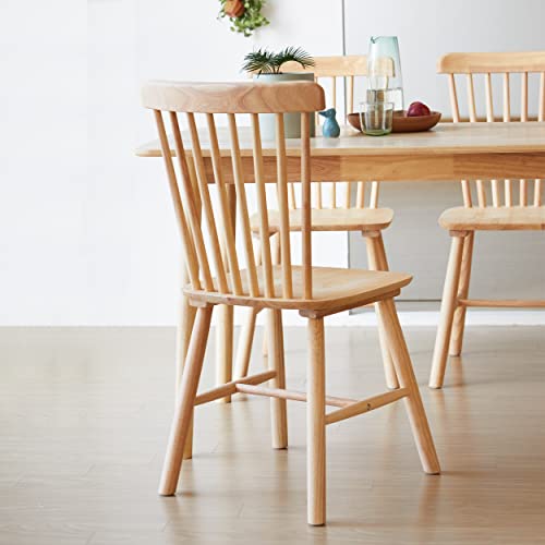 Livinia Toto Malaysian Oak Dining Chair Set Of Two, Country Farmhouse High Spindle Back Wooden Side Chairs (Natural Oak) #TOP3