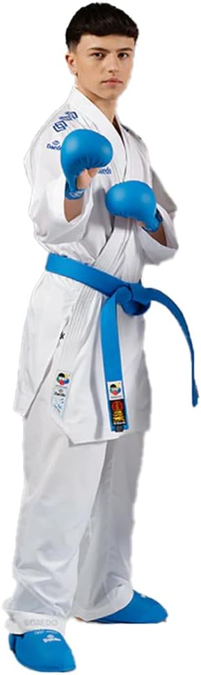 Daedo Karategi Kumite “Ultra” – WKF Approved Karate Uniform with Blue Embroidery – Lightweight Jacket & Pants Set