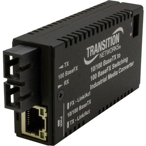 Transition Networks M/E-ISW-FX-02(SC) Hardened Mini Fast Ethernet Media Converter M/E-ISW Series - Fiber Media Converter - 100Mb LAN - 10Base-T, 100Base-FX, 100Base-TX - RJ-45 / SC Multi-Mode - u