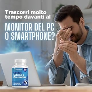 Integratore Occhi con Luteina e Zeaxantina Alto Dosaggio,180 capsule (6 mesi di fornitura), Integratore Vista con Mirtillo Nero, Acido ialuronico, Vite Rossa, Vitamina E, Zinco, Vitamina B12. Optilys