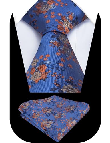 Image of Alizeal Mens 3.15inches Delicate Floral Tie with Small Flower Printed Handkerchief Set
