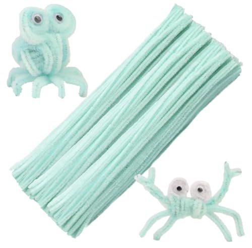 Image of Pastel Green Pipe Cleaners, Chenille Stems for Arts and Crafts, 100 Pcs Pack