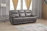 Betsy Furniture Bonded Leather Reclining Sofa Couch Set Living Room Set 8006 (Grey, Sofa)