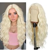 SAPPHIREWIGS 13×4 Blonde Synthetic Lace Front Wig 613 Blonde Loose Body Wave Wig Pre Plucked Hair...