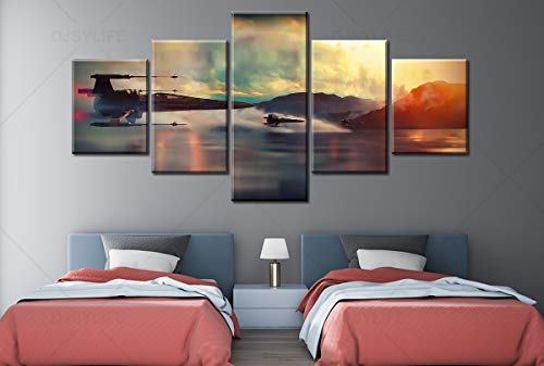 Modern Art Printed In Star The Wars Movie Poster 5 Panel Canvas Art Wall Frame Paintings Living Room40X50X2+40X70X2+40X100X1= (Cm)^^^With Framework #TOP2
