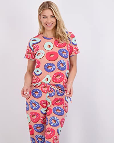 Real Essentials 2 Pack: Womens Short Sleeve Shirt Capri Sweat Pants Pajama Sets Pajamas Soft Pj Women Two Piece Matching Pants Top Loungewear Sleep Wear Sexy Summer Bottoms Pijamas Ladies - Set 7, Xxl #TOP3