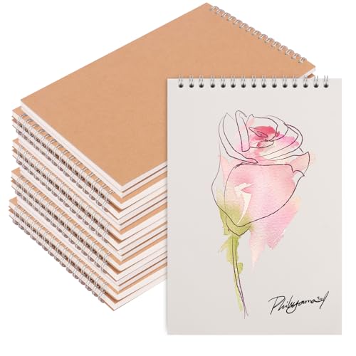 IHDYPPEW 20 Pack Top Spiral Sketch Book, 8.3"x5.5" A5 Unlined Blank Notebook for Scrapbooking, Nature Journaling, and Drawing - Durable, Portable & Versatile Sketch Pad(80 Sheets -160 Pages)