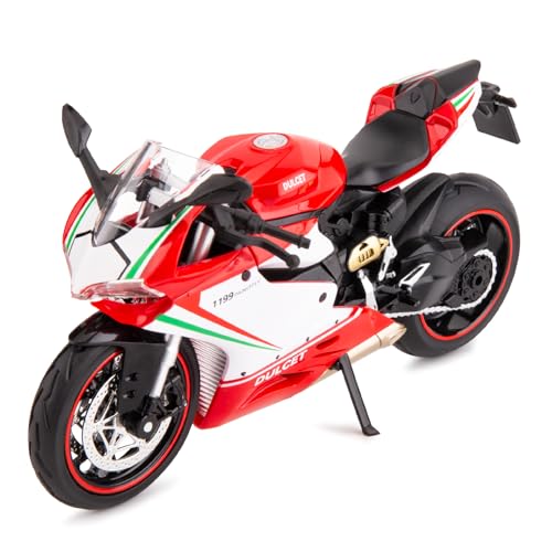 BDTCTK 1:12 Compatible for Ducati 1199 Motorcycle Toy Car, Model Car, Collection and Decoration Gift Toy for Kids Boys Girls (Red)
