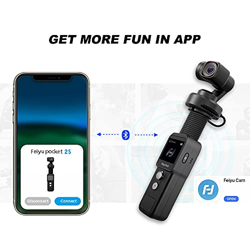 Feiyu Pocket 2S Gimbal Integrated Action Camera Handheld 3-axis Stabilizer 4K Video Record,Split-Designed for Motorcycle Car Pets,Magnetic Alloy Boby with Mic,130° Wide,YouTube TikTok Vlog,App - Thumbnail 7