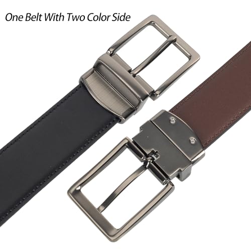 Reversible Leather Belt for Men-Women Classic Two Color-In-One Unisex Pin Buckle PU Leather Belt With Rotated Buckle4