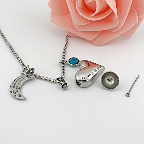Youfeng Urn Necklaces For Ashes I Love You To The Moon And Back For Mom Cremation Urn Locket Birthstone Jewelry (December Urn Necklace) #TOP3