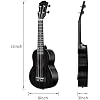 AODSK Concert Black Ukulele for Beginner 23 Inch Uke with Gig Bag Strap Nylon String 4 Picks Holiday Gift