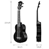 AODSK Concert Black Ukulele for Beginner 23 Inch Uke with Gig Bag Strap Nylon String 4 Picks Holiday Gift