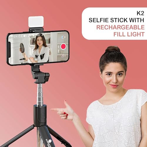 Kratos 28 Inch Selfie Stick Tripod Stand with Light Charcoal Black - Image 3