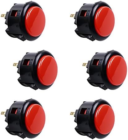 Sanwa OBSF-30 Boutons Poussoirs 30 mm Lot de 6 Originaux pour Arcade Jamma (Noir et Rouge)