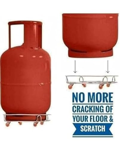 Image of Lpg Steel Cylinder Trolley with Wheels Heavy Duty | Rust-Proof | Easy Movement & Stable Support for Kitchen Gas Cylinder Trolley with 4 Wheels (Pack of 4)