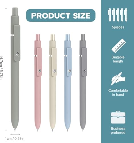 Image of KLIFFOO Refillable & Retractable Gel Pens, 5pcs 0.5mm Fine Point Black Ink Smooth Writing Gel Pen for School & Office Supplies, Quick Dry No Smudge, Ballpoint Pen For Journaling, Note Taking,Doodling