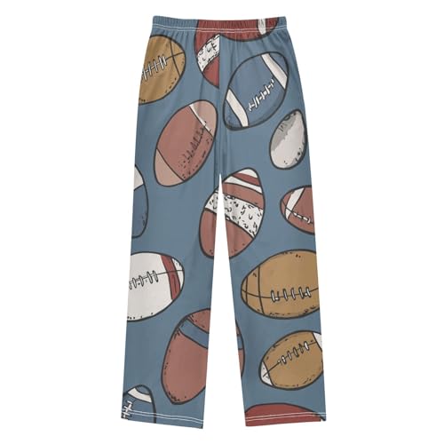 ZZXXB Retro Footballs Boys Long Pants Soft Trousers Elastic Waist Kids Lounge Bottoms with Pockets S-XL2