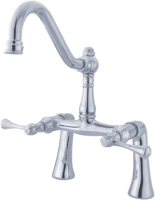 Kingston Brass KS3231BL Restoration 7-Inch Center Deck Mount Clawfoot Tub Faucet, Polished Chrome