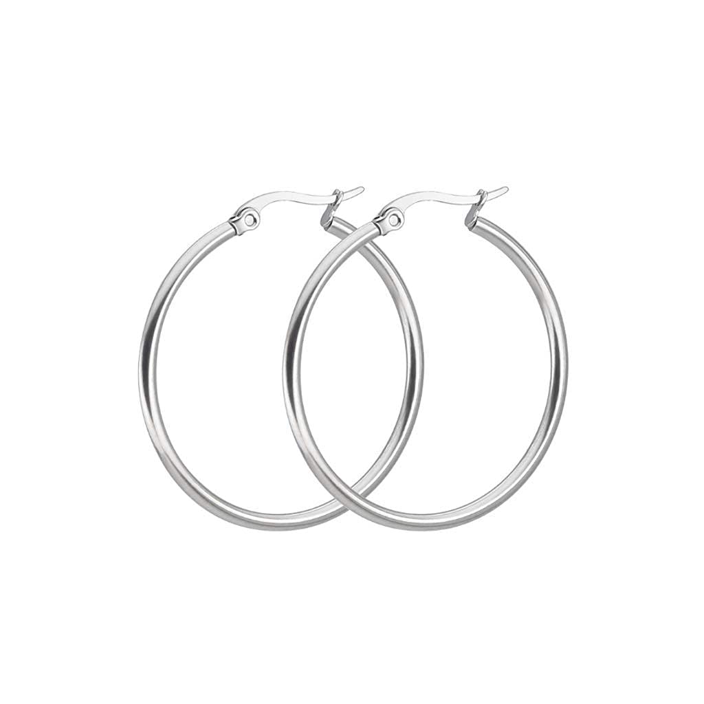 LEEQ Set de Pendiente Aro de Acero Inoxidable 6 Pares 6 Tamaños