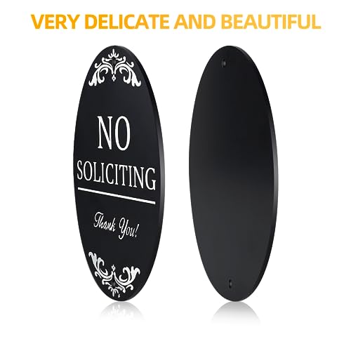 Image of No Soliciting Sign for Front Door, 4x5 Inch Aluminum Door Sign 2 Pack | Premium Aluminum No Soliciting Sign with 3M Adhesive, Weatherproof Door Plaque for Home, Office, Porch and Entryway