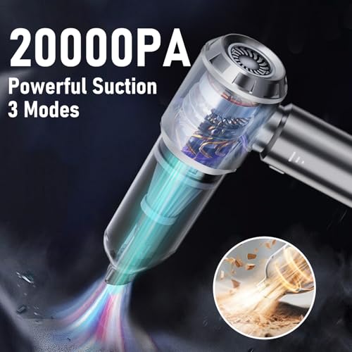 Image of Houscly Car Vacuum Cordless Mini Handhled 4-in-1 High Power Cleaner 20000Pa | brushless motor, 6000mAh, rechargeable, duster blower pet hair crumb cleaning for car, sofa, office desk; Ideal gifts for men