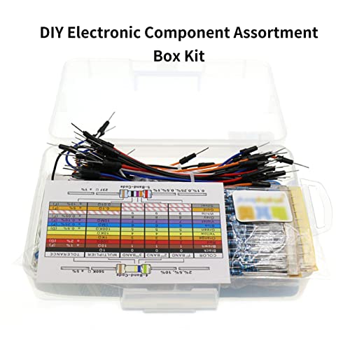 Moniss Kit de caixa de sortimento de componentes eletrônicos DIY com placa de ensaio Capacitores Res