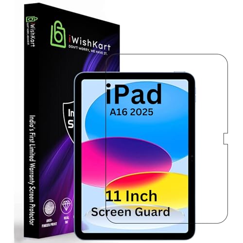 Image of compatible with Apple iPad A16 2025 11 Inch Tab Tempered Glass Screen Protector Guard Full Screen Coverage Edge to Edge with Easy Installation kit | Anti-Scratch & Smudge Proof | Premium 11 inch