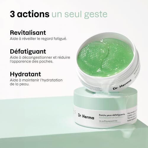 Dr Herma – Patch Yeux Hydrogel – Patchs Yeux Anti Cerne et Poches – Niacinamide, Caféine, Acide Hyaluronique et Peptides – Korean Skincare – Boite de 60 Patch Yeux Hydratant pour Contour Yeux Fatigué – vue 3