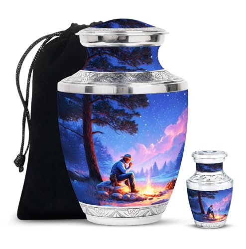 Image of Cowboys Urn Funeral Cremation Urns 1 Large & 1 Small | Decorative Urns, Burial Adult Ash Man & Women